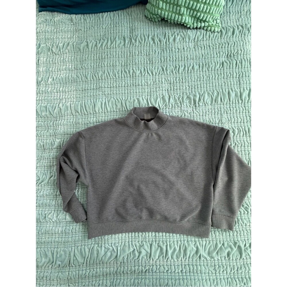 Calla Gray Mock Neck Sweater - Relaxed Turtleneck Style-XL